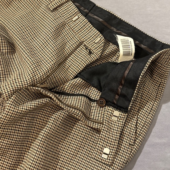 Vintage Zara Houndstooth Flat Front Trousers Single Back Pocket Size 31 - Picture 5 of 5